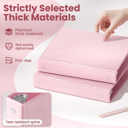 SUNEE 3 Ring Binder 1 Inch 2 Pack, Clear View Binder Three Ring PVC-Free (Fit 8.5x11 Inches) for School or Office Supplies, Pink & Blue