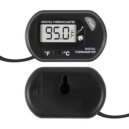 Digital Aquarium Thermometer with LCD Display - Water-Resistant Sensor Probe and Suction Cup for Fish and Reptile Tanks (Fahrenheit/Celsius)