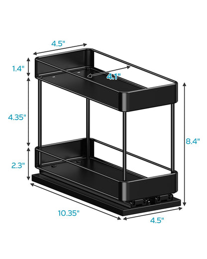 Nieifi Spice Rack Organizer for Cabinet, Vertical Spice Rack Pull Out, Easy to Install, Metal, 4.1''Wx10.35''Dx8.4''H, 2 Pack, 2 Tiers(Black)