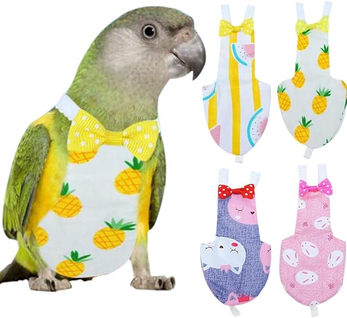 Diaper Flight Suite Liners for Birds Protective Nappy with Waterproof Inner Layer Cute Urine Wet Suit for Parrot Macaw African Budgies Conure Monk Parakeet (S,Grey)