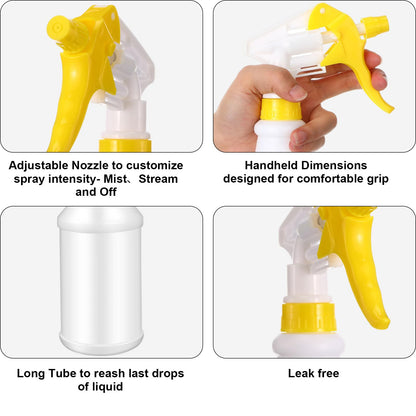 Eccliy 12 Pcs 16 Oz Plastic Spray Bottle, Adjustable Empty Reusable Sprayer for Cleaning, Planting, Water, Bathroom and Kitchen, BBQ, Commercial and Residential (Original,Blue,Yellow)