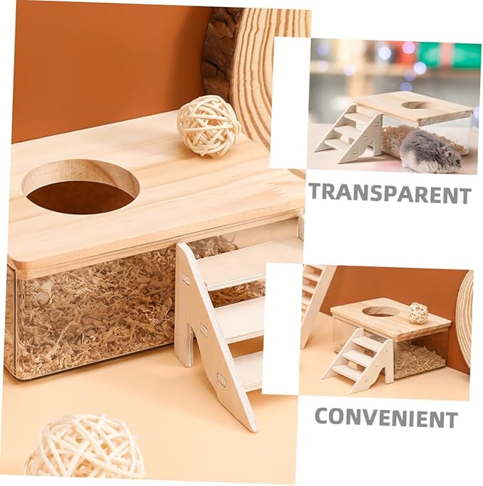 Yardwe Hamster Bathroom Bath Sand Box Ladder Chinchilla Dust Bath Container Storage Box for Hamster Accessories