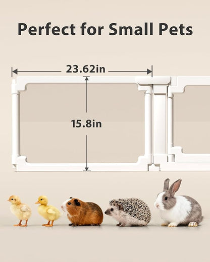 BUCATSTATE Acrylic Guinea Pig Cages for 2, 15.5 sq ft Guinea Pigs Playpen with Door, Clear Rabbit Playpen Indoor for Pigges, Hedgehogs, Quail, Chickens (47" L x 47" W x 16" H, 8 Panels)