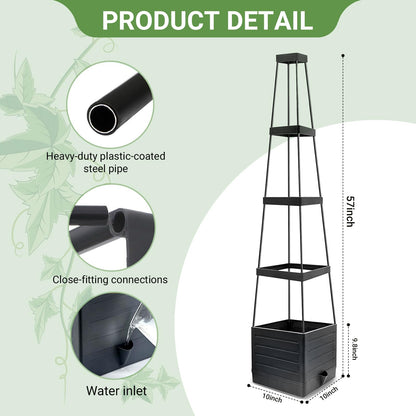 2 Pack Tomato Planter with Trellis 57 Inch, Raised Garden Bed Planter Boxes Self-Watering for Climbing Vegetable, Plants and Tomato Cages for Indoor Outdoor