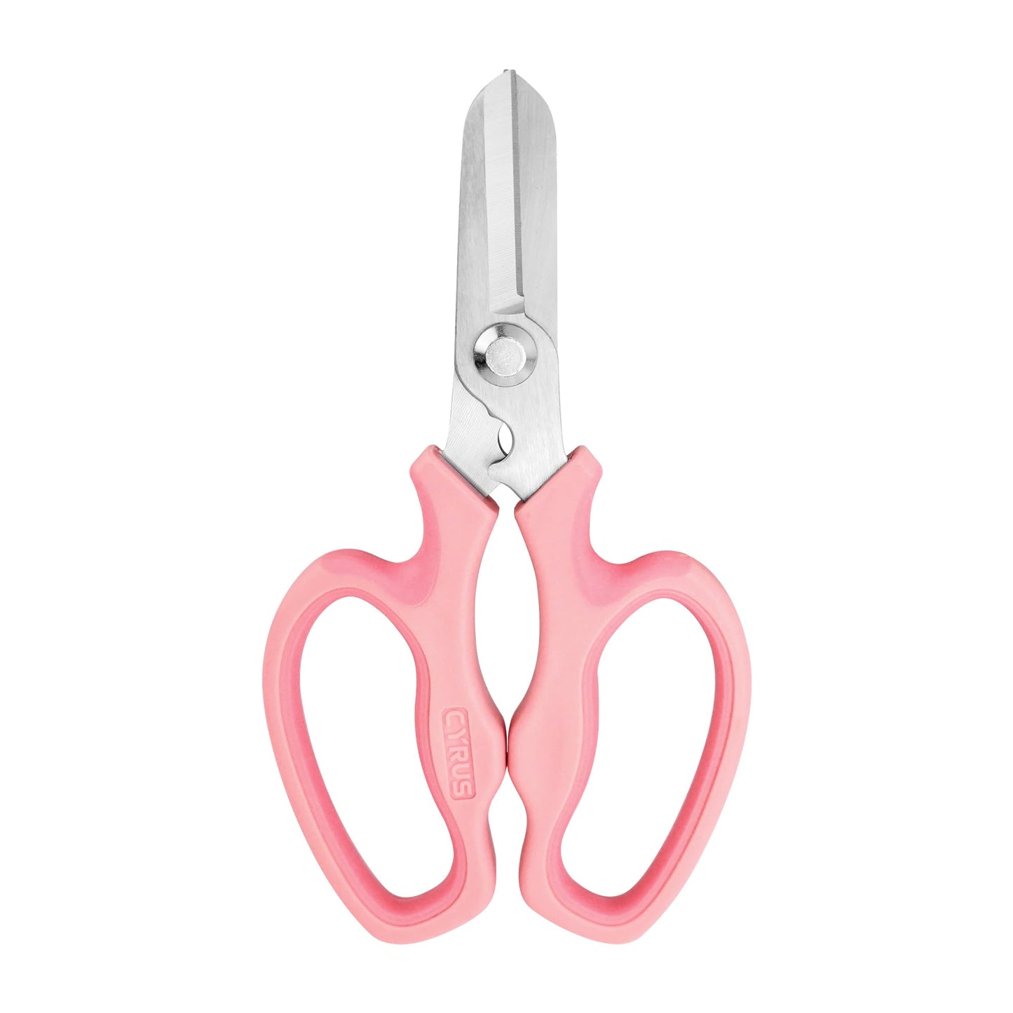 CYRUS Garden Shears Pruner Secateurs 7.5" Pruning Scissors with Integrated Stab Remover Flower Sharp Gardening hand tools Florist Bonsai Cutters Rose Snips Pink