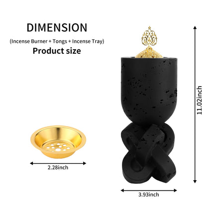 TERSCHELLING Frankincense Resin Incense Burner,Bakhoor Burner,Charcoal Incense Burner, 11.02Inches Tall Incense Censer - for Meditation,Yoga,Spa Aromatherapy,Office,House Warming Gifts& Home Decor