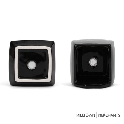 Milltown Merchants Succulent Wall Planters - Wall Vases - Black Ceramic Wall Mounted Planters - Succulent Plant Pots - Hanging Vases for Living Wall (2 Pack/Contemporary/Black)
