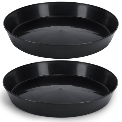 Austin Planter 18 Inch (16.3 Inch Base) Case of 2 Plant Saucer - Black Polypropylene,Heavy Duty Indoor/Outdoor Tray and Drip Pan,Collects Flower Pot Excess Water Made in USA