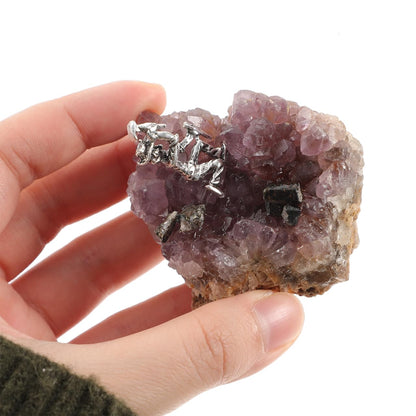 GOOHOCHY Natural Amethyst Cluster Ornament Miner Figurine Decor 2.55X2.36X1.65In Crystal Desktop Gemstone Decor for Home and Office Healing
