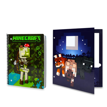 Minecraft School Supplies Set - Bundle with Creeper Folder, Notebook, Erasers, Stickers, and More | Minecraft Back to School Supplies Stationery Kit for Boys, Kids