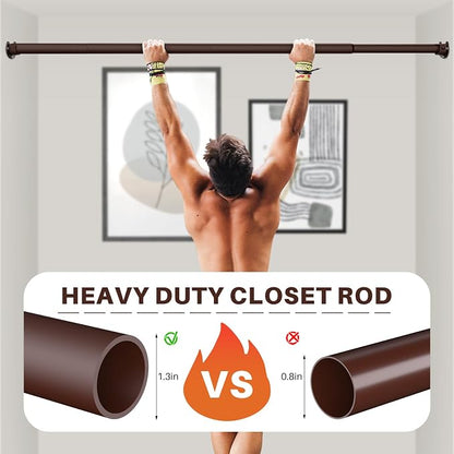SUTINE Closet Rod - Closet Rods for Hanging Clothes, 17 to 68 inch Adjustable Closet Hanging Rod, Heavy Duty Clothes Rod Clothing Bar, Closet Poles for Hanging Clothes for Wardrobes, Shower Curtain