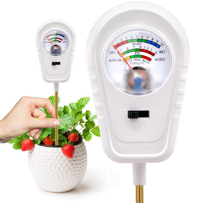 Aenncci Soil Test Kit 3-in-1, Soil Moisture Meter, Soil PH Meter, Fertility Soil Tester, Soil Tester for Garden, Lawn, Farm, Outdoor & Indoor Use (Snow Glow White)