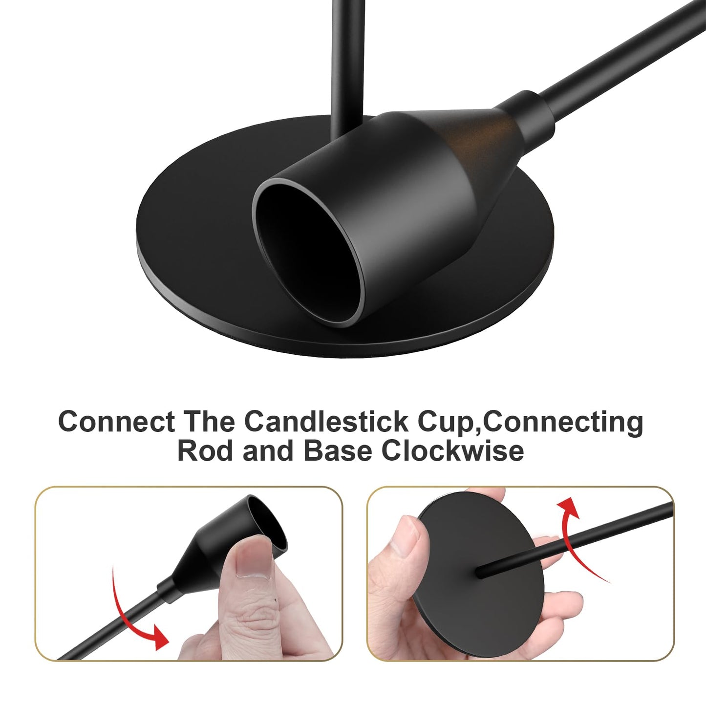 NLBTW Matte Black Taper Candle Holders, Set of 3 Metal Candlestick Holders for Candle Sticks Holder Decor, Ideal for Mantle Table Centerpiece, Weddings, Dining, Housewarming Gift & Anniversaries