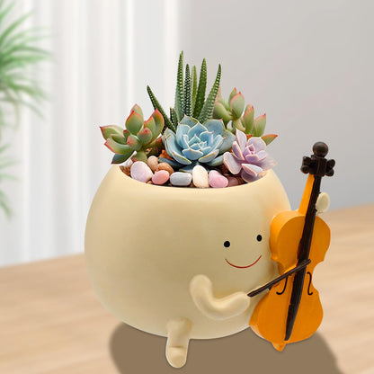 Tuenmofun Cute Unique Smiley Head Plant Pot Funny Resin Face Succulent Planter for Indoor & Outdoor Flower