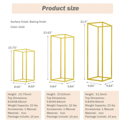 MEISHAONV 23.6inch 10 pcs Column Vases Gold Centerpieces for Table Metal Flower Stand Gold Wedding Centerpieces for Tables Party Floral Stands for Flowers
