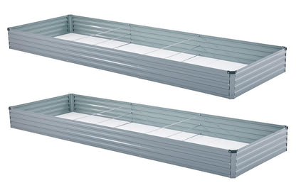 Meberam 2 Pack 12x4x1FT Galvanized Raised Garden Beds Kit Outdoor Metal Gardening Planter Box for Vegetable Elevated Flower Herbs,Gray