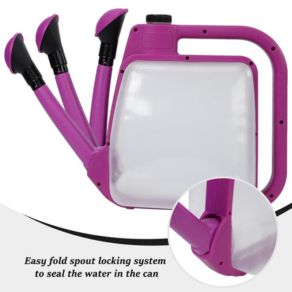 6L-Purple Foldable Watering Can with Rotating Nozzle & Long Spout for Plants, Indoor Outdoor Gardening, Clear Plastic