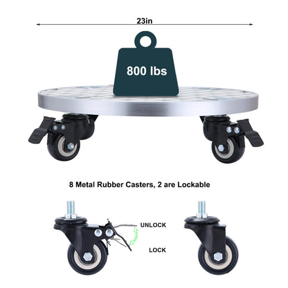 ARTLINE Heavy Duty Rolling Plant Stand with Lock Wheels - 23" Planter Caddy Roller Base for Large Potted Trees up to 800lbs - Indoor Outdoor Plant Dolly for Moving Heavy Items - White