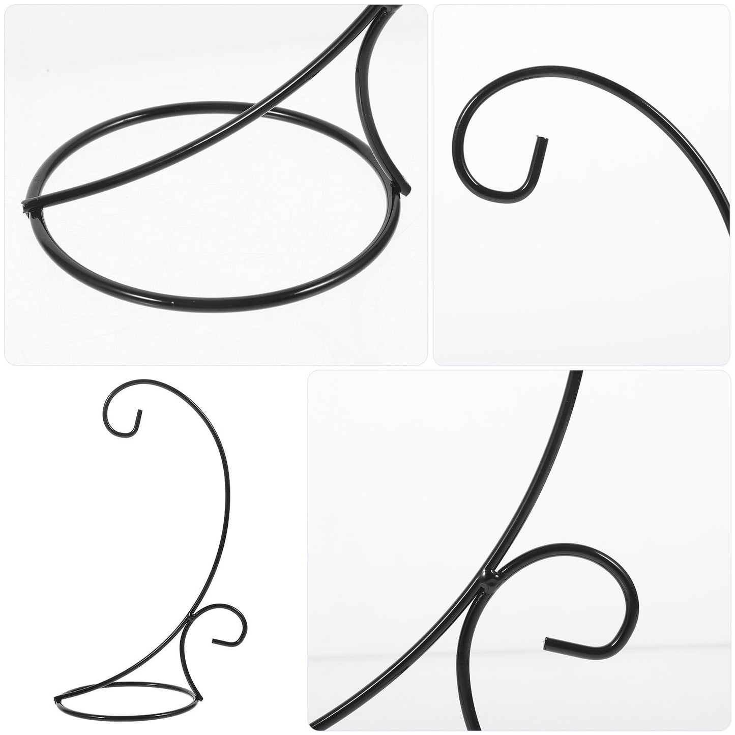 MAGICLULU 2pcs Hanging Terrarium Display Stand Air Planter Holder Iron Ornament Hanging Plant Bracket Black Semi-circle Hook for Indoor Outdoor Décor