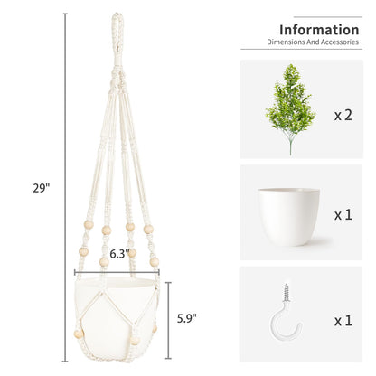 Mkono Fake Hanging Plant with Pot, Artificial Plants for Home Spring Decor Indoor Macrame Plant Hanger with Fake Vines Faux Hanging Planter Greenery for Bedroom Bathroom Office Decoration
