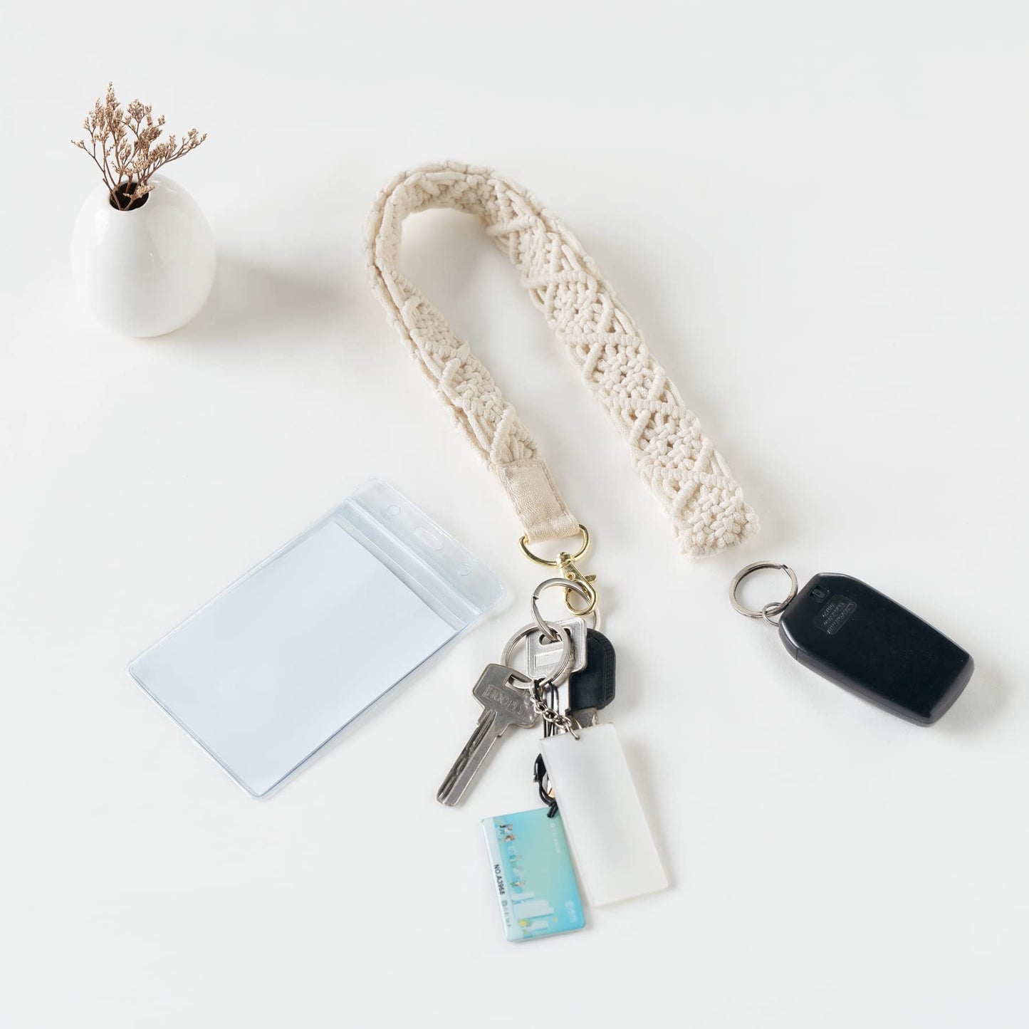 Mkono Set of 2 Boho Keys Organizer - Macrame Key Holder for Wall and Lanyard for Keys ID Badges