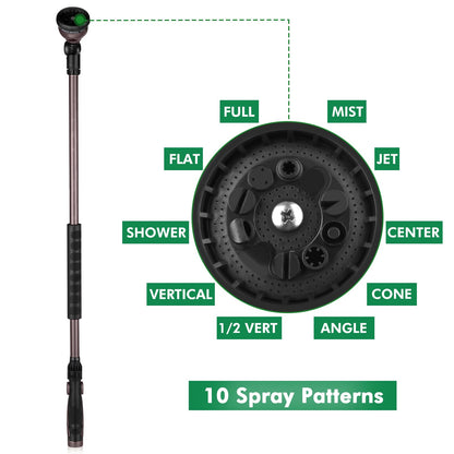 RESTMO 36”Long Watering Wand, 180° Swivel Head Metal Garden Hose Wand with 10 Spray Patterns, 3ft Heavy Duty Hose Nozzle Sprayer with Thumb Flow Control, Ideal to Water Hanging Baskets, Shrubs