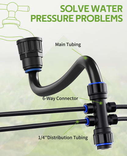HIRALIY 220FT Garden Watering System, Drip Irrigation Kits for Plants, New Quick Connector, Blank Distribution Tubing, Saving Water Automatic Irrigation Equipment for Patio Lawn