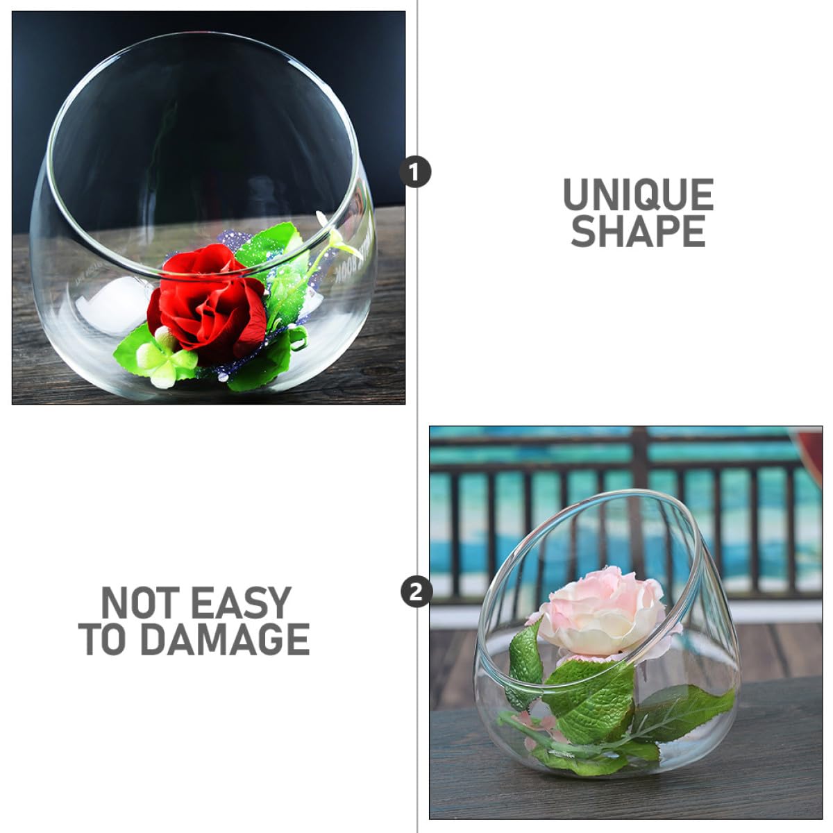 Yardwe Slant Cut Glass Bottle Terrarium 3pcs Set, Micro Landscape Glass Plant Container for Succulent Display and Ecological Desktop Decoration