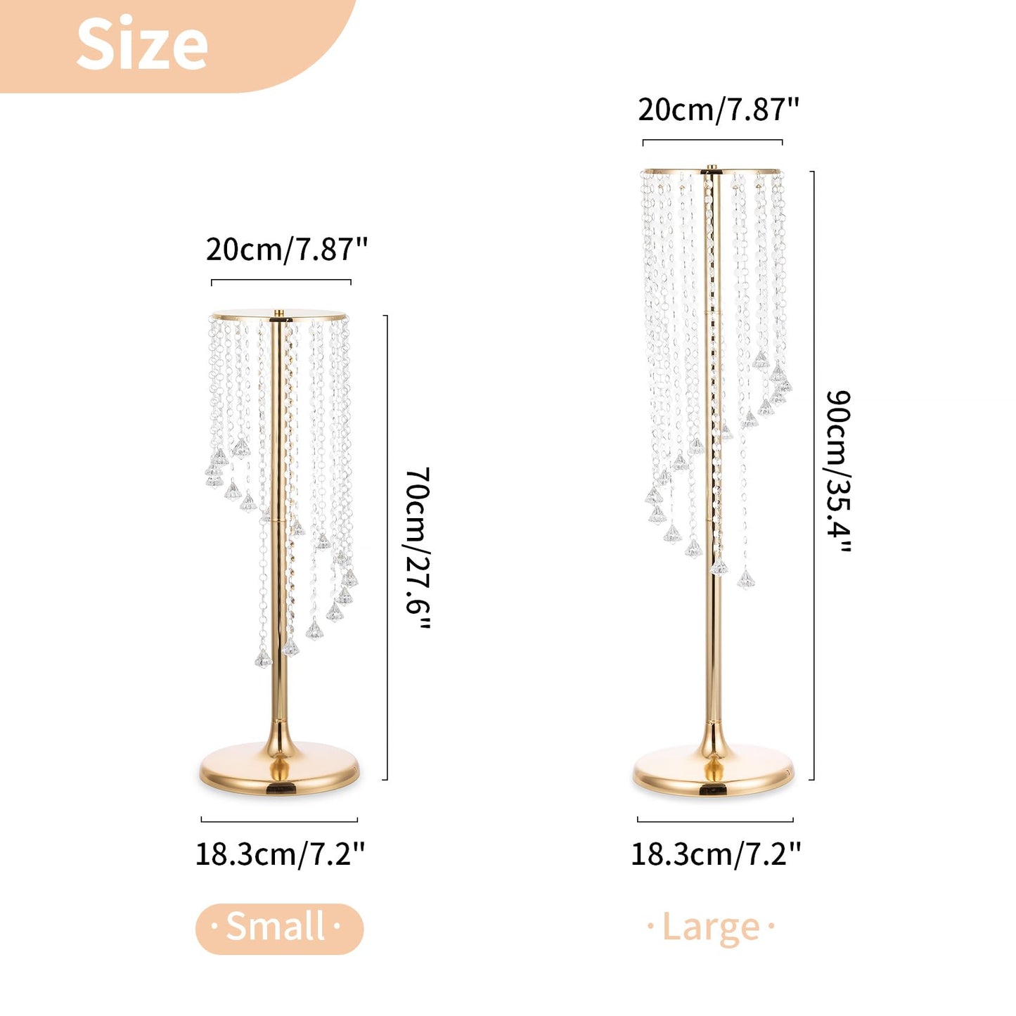 Nuptio 2 Pcs 27.6inch Tall Wedding Centerpieces Gold Vases Crystal Flower Vase Metal Flowers Stand for Party Tables Decorations - Elegant Bulk Weddings Decoration Table Chandelier Centerpiece Stands