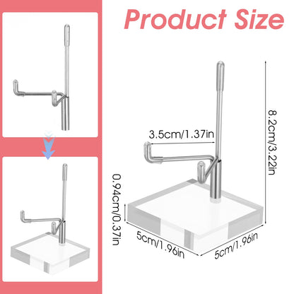 MBAIYO 16Pcs Adjustable Metal Arm Display Stand with Acrylic Base Display,Easel Holder for Rock Mineral Agate Fossil Coral Crystal Geodes Picture Decorative(Silver,1.96x1.96x3.22In)