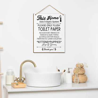 Toilet Wooden Sign, Back of Toilet Decor Septic Sign for Bathroom, Bathroom Wall Art Housewarming Gift for Women Men Coworker Friend-31