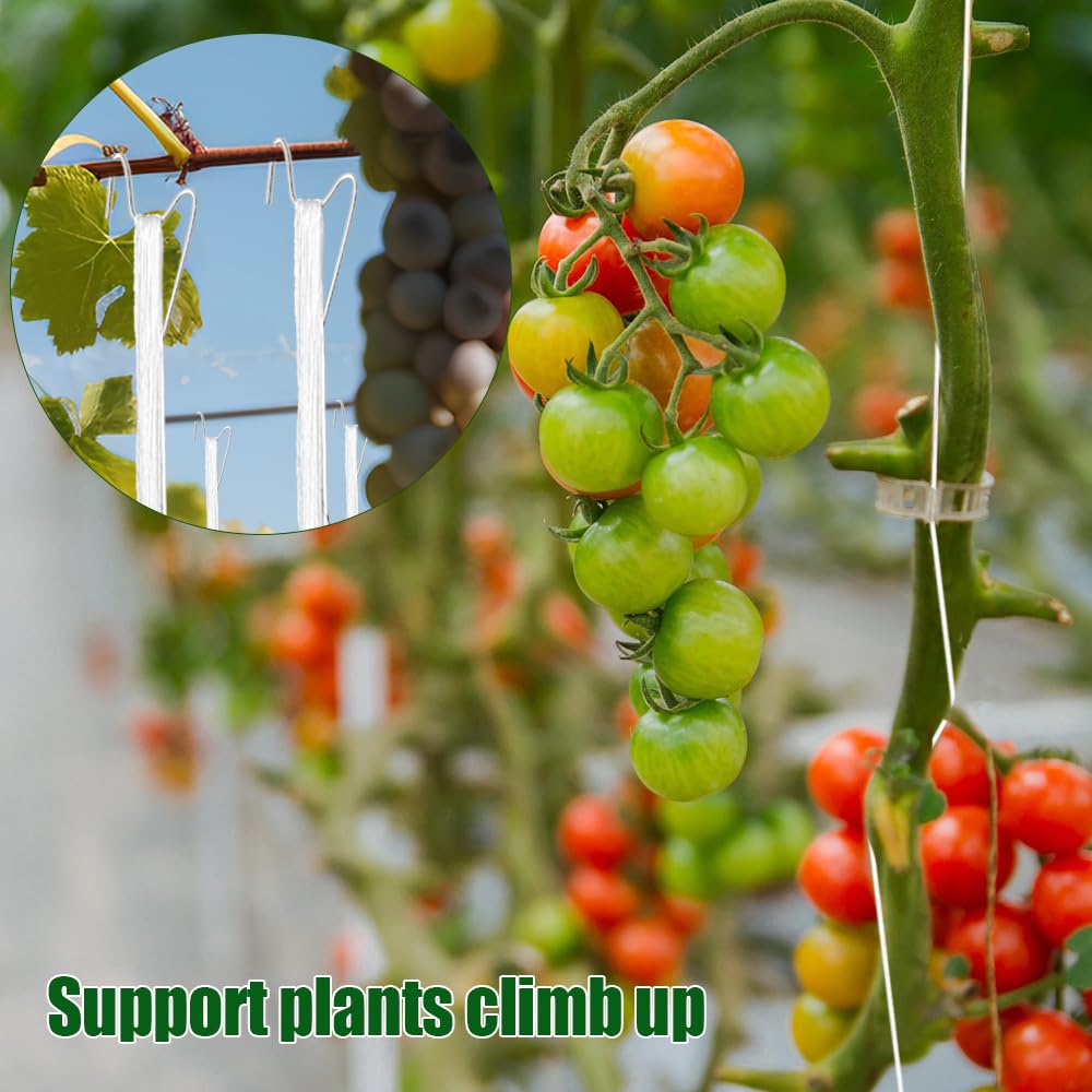 Paradi star 130Pcs Tomato Hooks with String,Plant Support Clips,Tomato Support Hook for Climbing Plants,Tomato Holder Hooks with 32.8ft Twine to Prevent Vegetable Fruit from Pinching or Falling Off