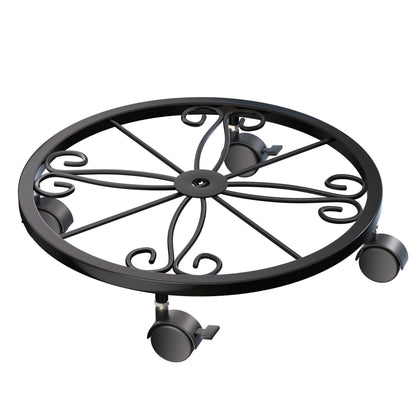 KOOKASHOP 10" Plant Caddy with Wheels, 1 Pack Plant Stand with Wheels, 360° Lockable Plant Rollers Plant Dolly, Plant Tray with Casters for Indoor and Outdoor.