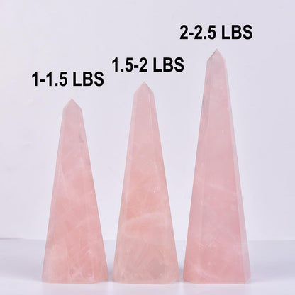 SMOHEAL Rose Quartz Large Crystal Tower Natural Pink Healing Crystal Point Wand Obelisk for Reiki Meditation Crystal Grid Decoration 1.5-2 LBS
