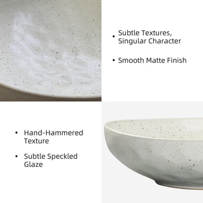 salomayes Wabi-Sabi Decorative Bowl, Matte Off-White Speckled Ceramic Key Bowl with Subtle Hammered Texture, One-of-a-Kind Artisan Glaze for Entryway or Kitchen Counter Décor