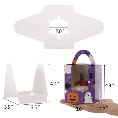 acDesign 50pcs Halloween Cupcake Boxes With Handle & Clear Window - Purple Pumpkin