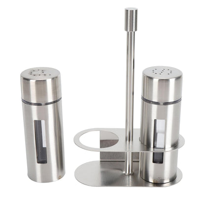 Salt and Pepper Shakers with Holder, Stainless Steel Salt Shaker with Base Stand Sugar Seasoning Bottle Jar for Kitchen Restaurant