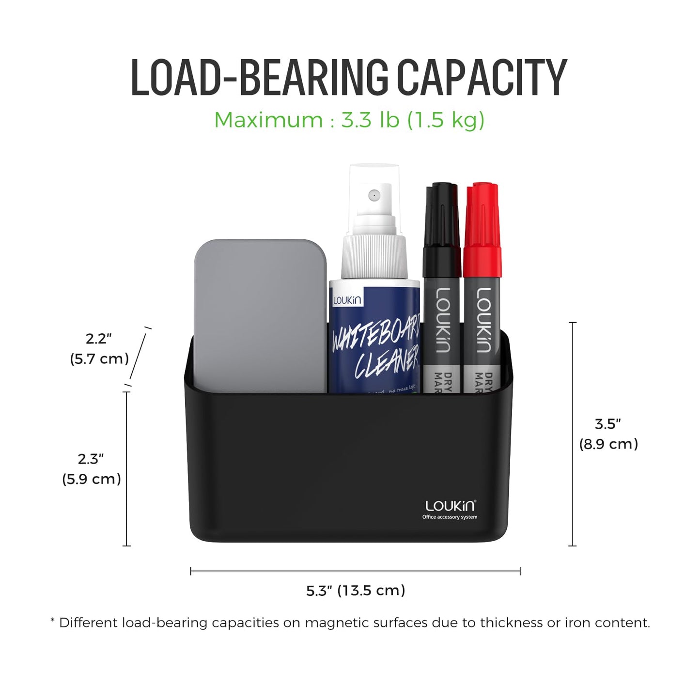 loukin Magnetic Marker Holder, Dry Erase Marker Holder, Remote Control Holder, Magnetic Storage Organizer for Whiteboard or Refrigerators (Black)