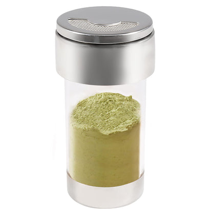 Newness Mesh Shaker or Salt Shaker, Stainless Steel Salt Dispenser, Clear Acrylic Seasoning Fine Mesh Shaker with Rotating Cover, 3.7 Ounces (110 Milliliter)