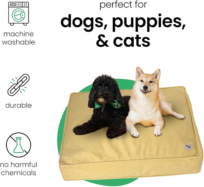 Molly Mutt Elysium Dog Bed Duvet Cover, GOTS-Certified 100% Cotton Canvas Cover for Dog, Puppy, or Cat Bed, Durable, Washable, and Free of Harmful Chemicals, Huge, 36"x45"x5", Yellow