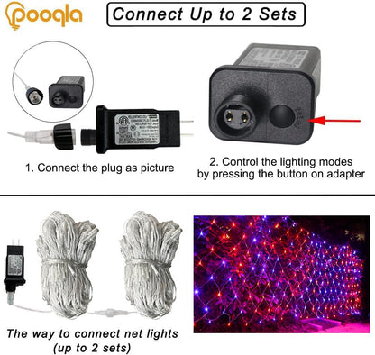 Halloween Net Lights, 510 LED Large Outdoor Net Mesh Lights for Bushes 28x5ft, 8 Modes Waterproof Twinkle String Light Connectable for Hedge Yard Decor, Orange and Purple
