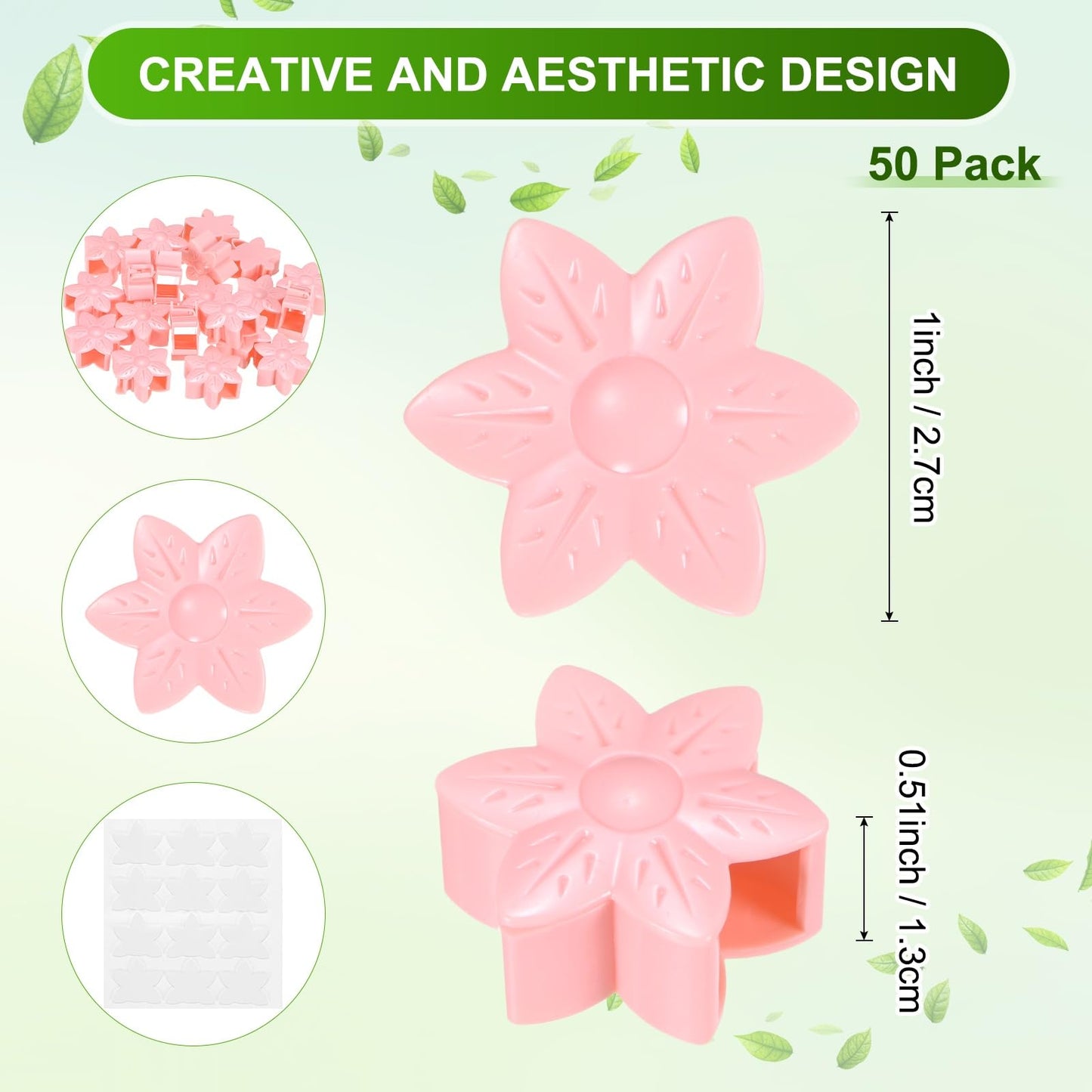 M METERXITY 100 Pack Plant Wall Clips, Self-Adhesive Plant Climbing Wall Clips Fixer with Acrylic Adhesive Sticker for Vine Support/Indoor/Outdoor Decor [Plum Blossom-Pink]