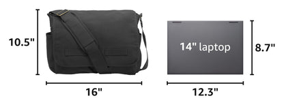 Sweetbriar Classic Messenger Bag - Vintage Canvas Shoulder, Black, Size Large