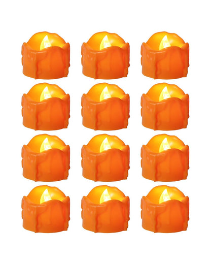 ONEIHOMM Halloween Orange Timer Tealights for Fall Decor, 12PCS