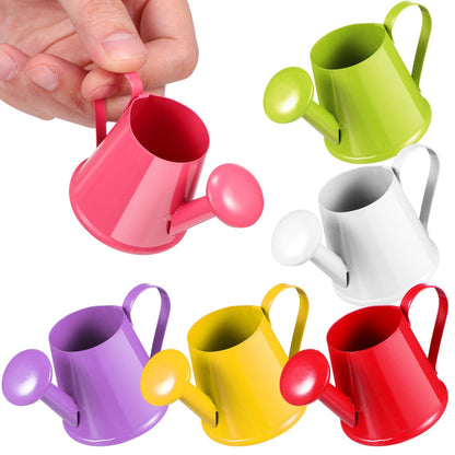 Kisangel Mini Watering can for Kids Metal Small Watering Kettle for Indoor Outdoor Plants Child Tin Toy Gardening Photo Prop 3.3X1.9X1.7 Inch