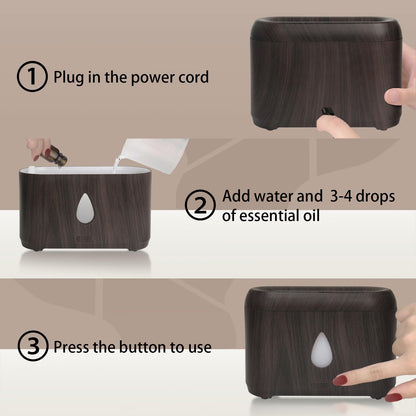 Flame Diffuser for Essential Oils, 200ml Ultrasonic Aroma Diffusers with Cool Mist, Aromatherapy Diffuser with Auto-Off Protection, Small Humidifier for Home,Office,Bedroom,Gift (Black)