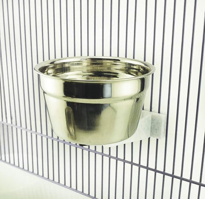 Lixit® Stainless Steel Kennel Food or Water Bowl - Non Spill Hanging Removable Crate Bowls - Carrier Cage Dish for Dogs or Cats for Feeding and Drinking (Stainless Steel, 10 Ounce)
