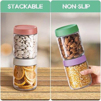 16oz Overnight Oats Containers with full Lids - 2 Pack size Bulk Glass Jar, Meal Prep Jars for Yogurt, Salad, Smoothies, Reusable Storage appliance Containers (Leakproof, Dishwasher & Freezer Safe)