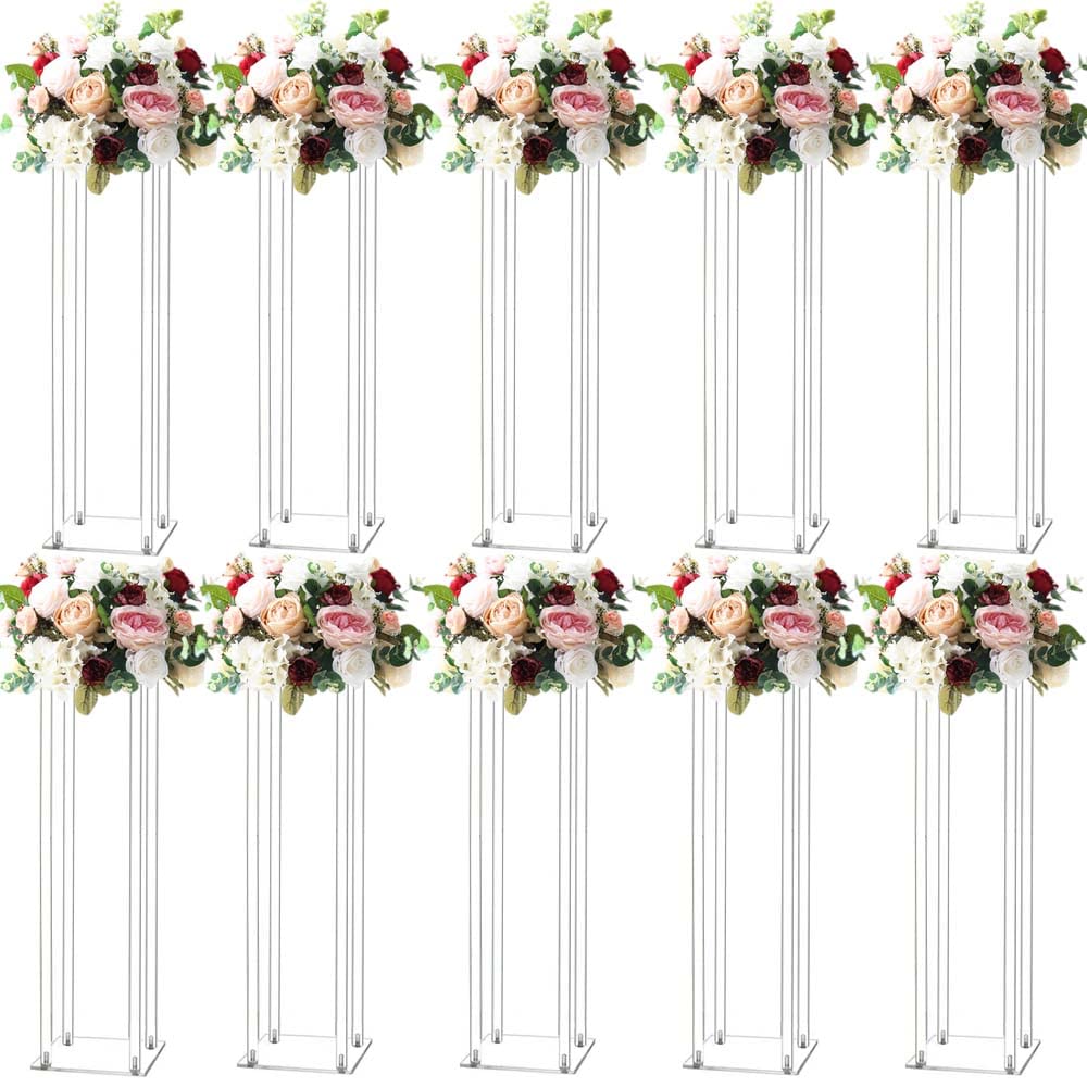 MEISHAONV 31.5inch 10 Set Acrylic Flower Vase Column Stand Wedding Flower vase Wedding Centerpieces for Tables
