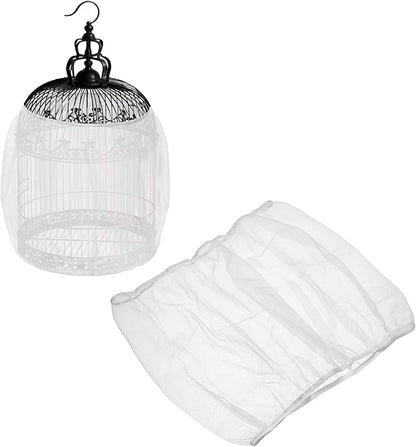 Bird Cage Seed Catcher, Bird Cage Net Cover Seeds Guard, Universal Birdcage Accessories, White, Circumference 43.3"-59.1", Height 15.7" for Parrot Cockatiel Enclosures